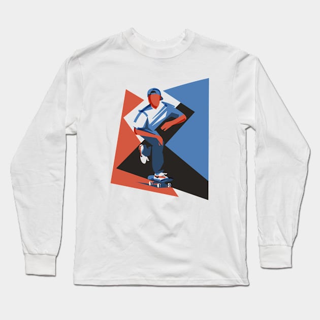 Skater Boy 2 Long Sleeve T-Shirt by Old Dirty Dermot